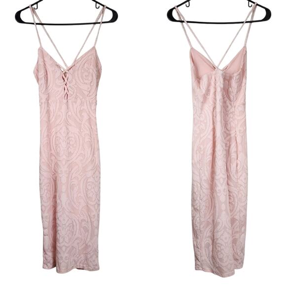 NWT Love Culture Light Pink Brocade Damask Jacquard Dress - Picture 3 of 5